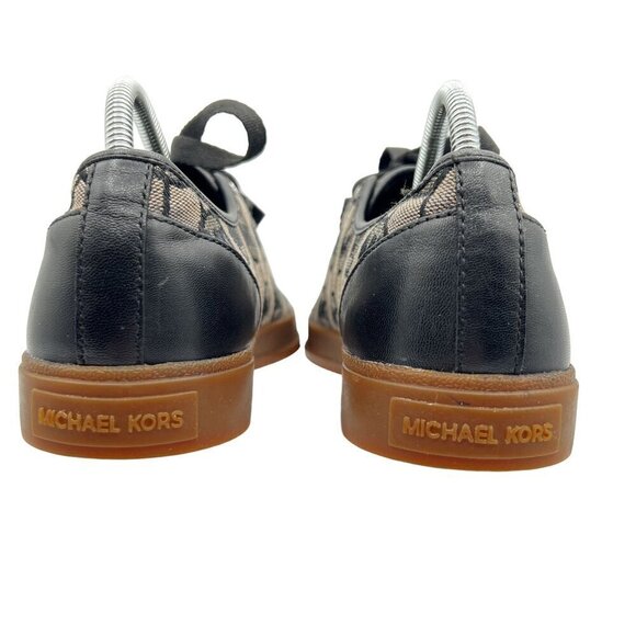 Michael Kors Womens 7M MK Logo City Sneakers Blk Silver Canvas Shoe Jacquard New - Picture 4 of 15